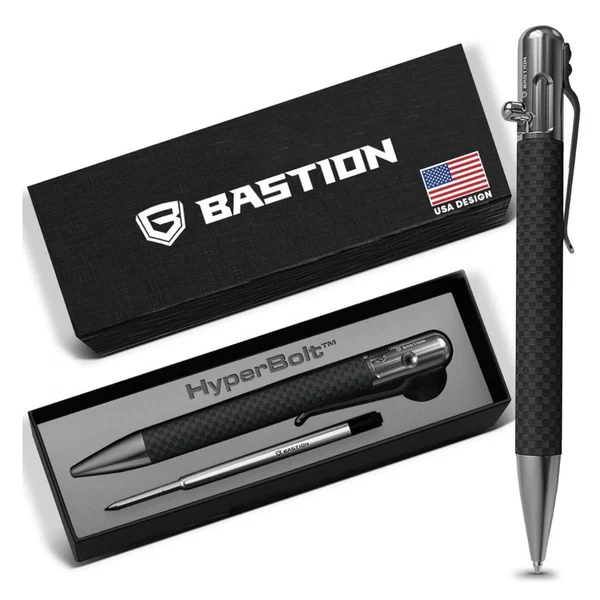 carbon-fiber-and-stainless-steel-bolt-action-pen-by-bastion-best EDC pen